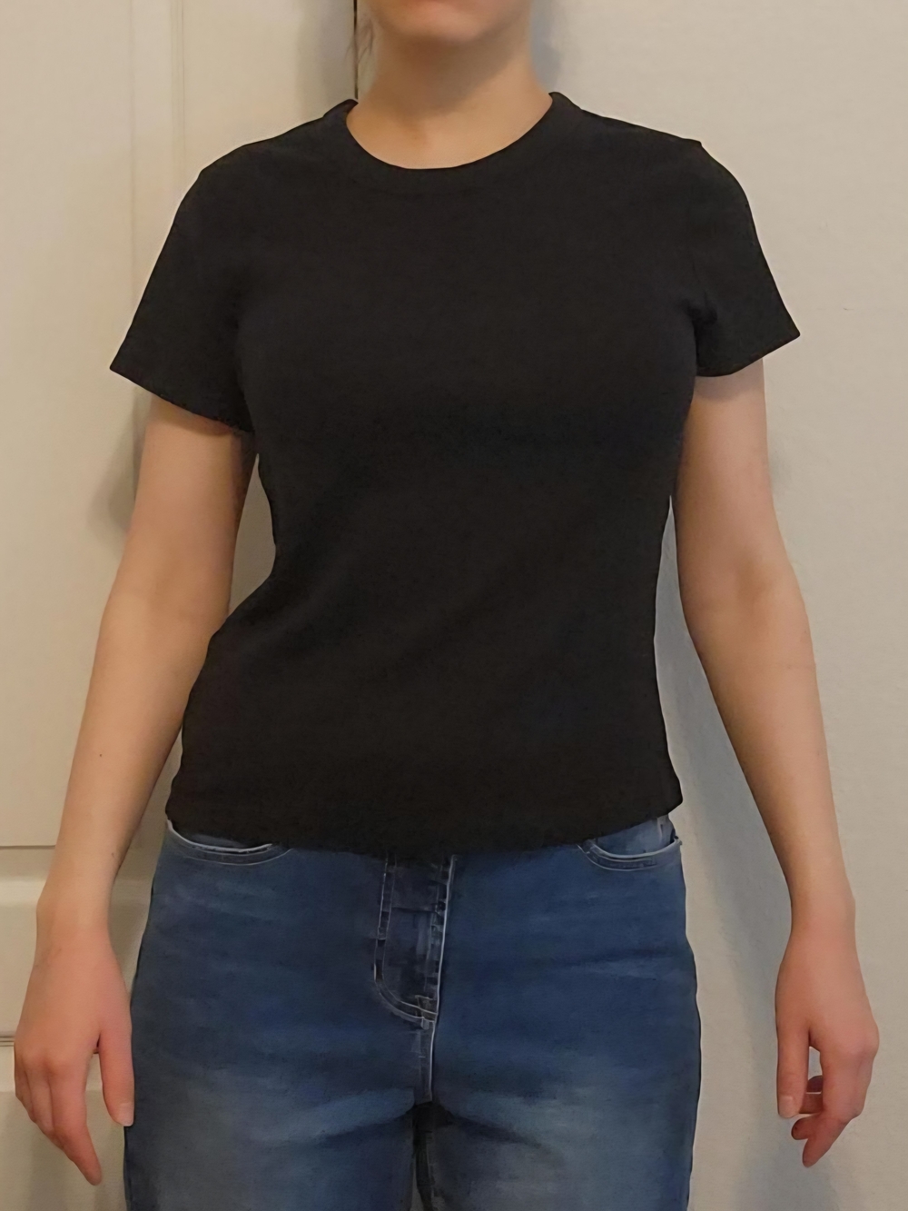 Old Navy Black Ribbed Short Sleeve Tee - Fitted Basic Shirt Size Large